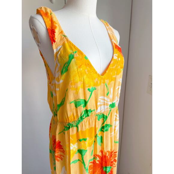 Jams World Floral Maxi Dress Small Yellow Green Coastal Vacation Full Length - Picture 3 of 8
